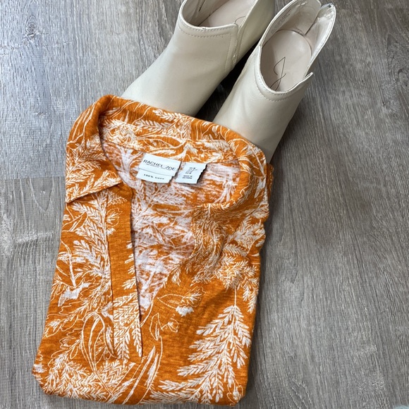 Rachel Zoe 100% linen collar cap sleeve top - Picture 3 of 3